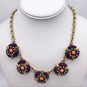 J. Crew Purple Jeweled Flower Necklace